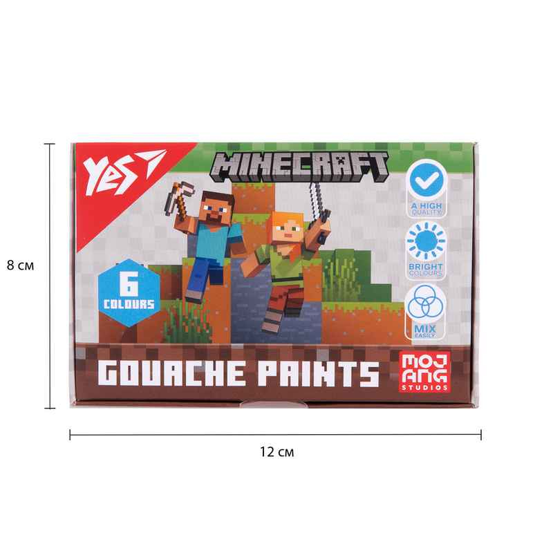 Краски гуашевые Yes Minecraft 230405, 6 цветов