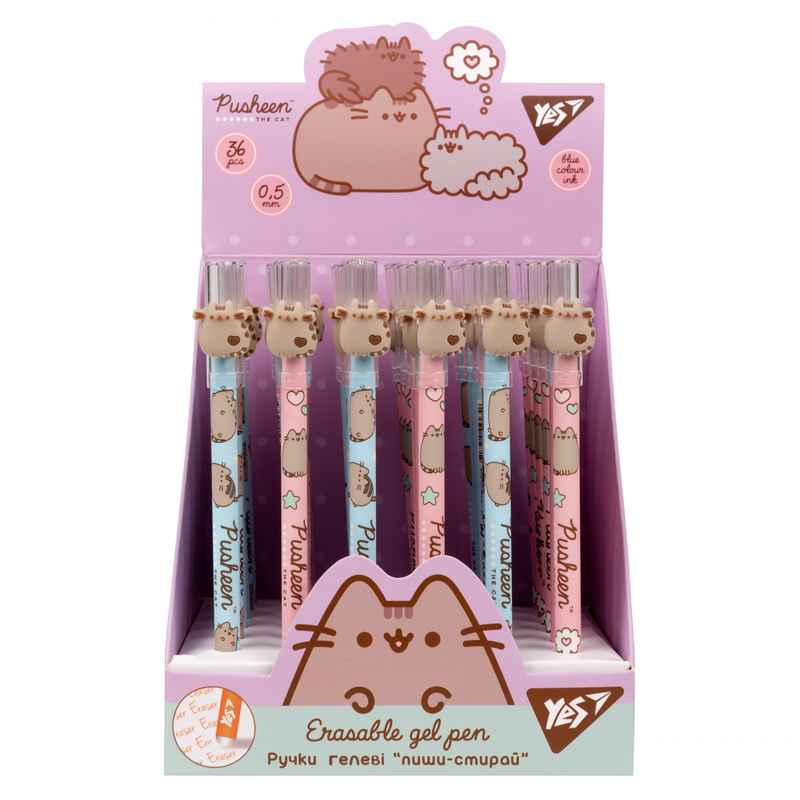 Ручка гелева YES пиши-стирай Pusheen 420398, синя