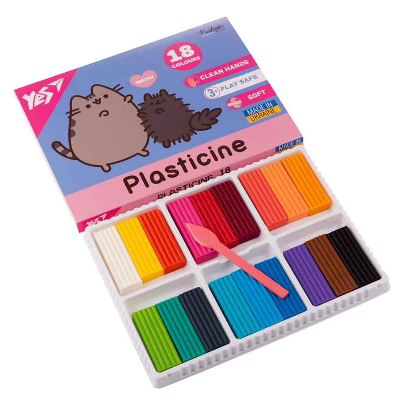Пластилін Yes Pusheen 540695, 18 кольорів 360 г