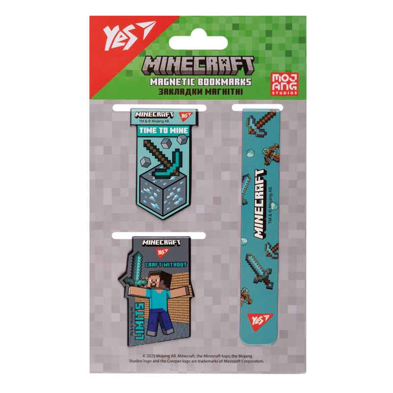 Закладки магнітні Yes Minecraft 708346, 3 шт