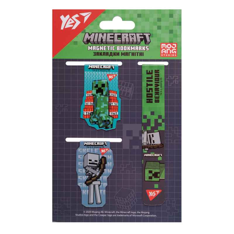 Закладки магнітні Yes Minecraft 708347, 3 шт