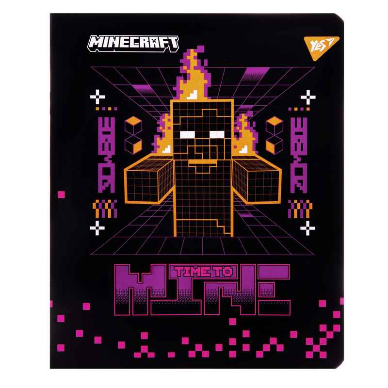 Тетрадь школьная YES Minecraft. Black 767495, 12 листов клетка