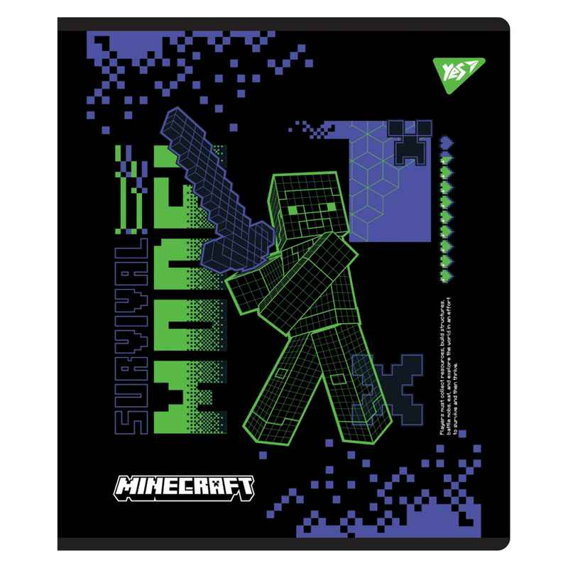 Тетрадь школьная YES Minecraft Black 767532, 18 лист. линия