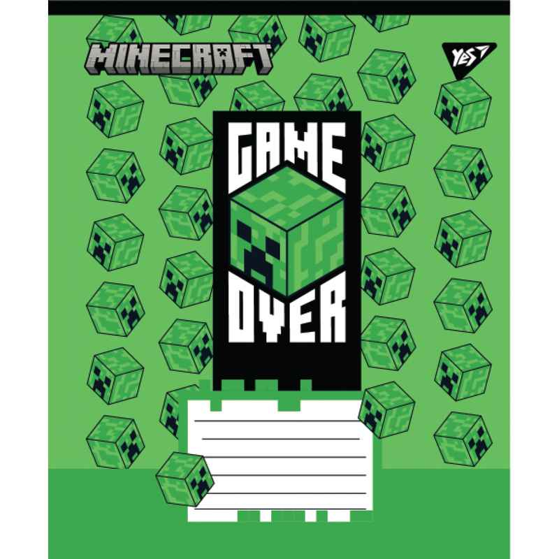 Тетрадь школьная Yes Minecraft Walls 767563, 12 листов клетка