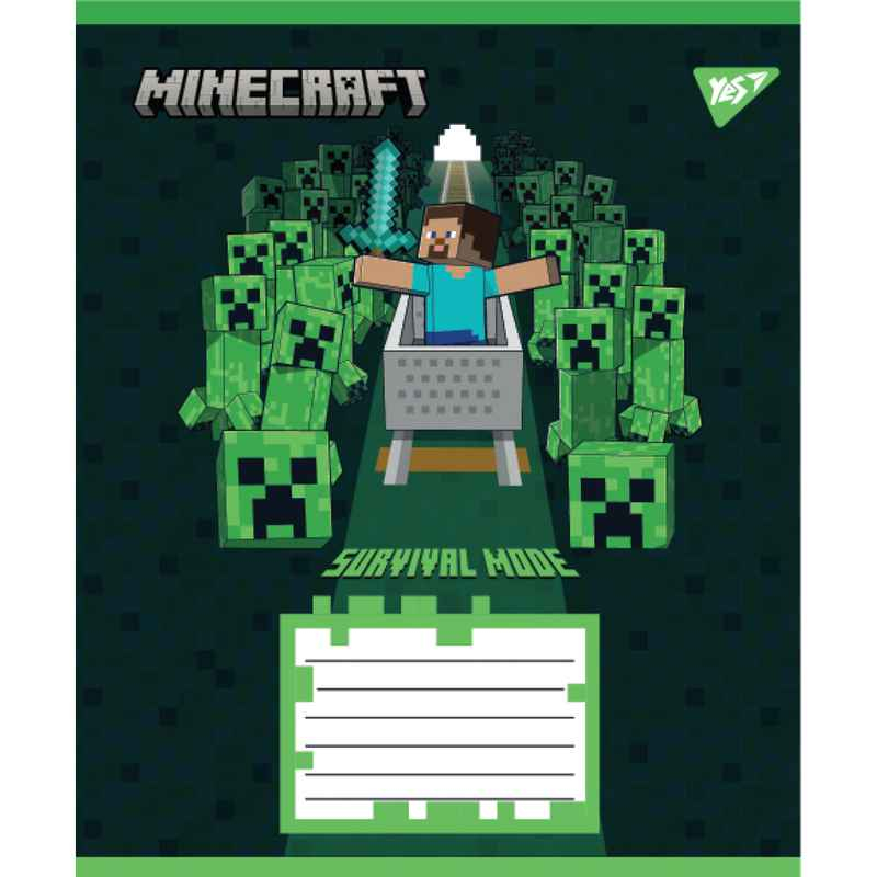 Тетрадь школьная Yes Minecraft Walls 767563, 12 листов клетка