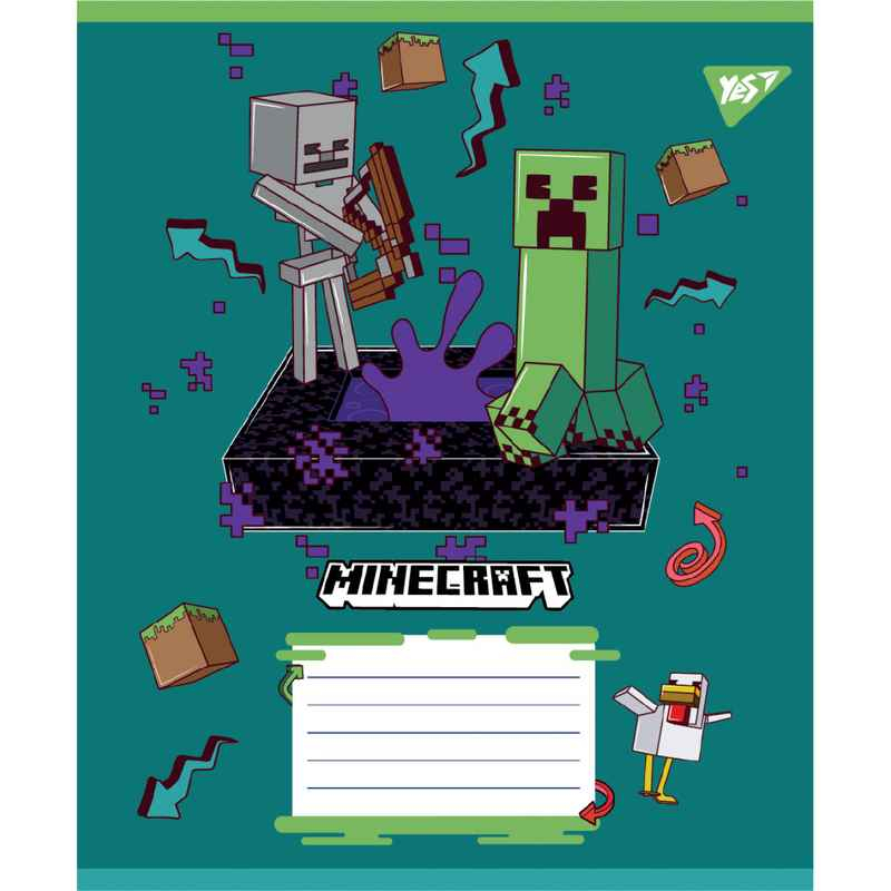 Тетрадь школьная Yes Minecraft Heroes 767576, 12 листов косая линия