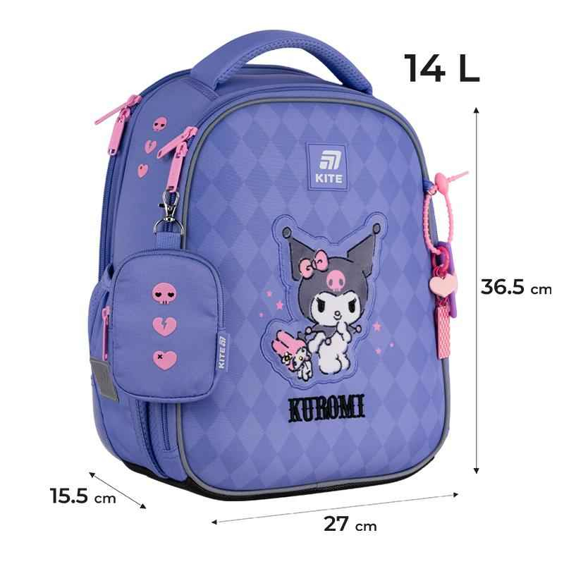 Компактний рюкзак Kite HK25-555S-2 Kuromi 14L з розмірами 36,5×27×15,5 см
