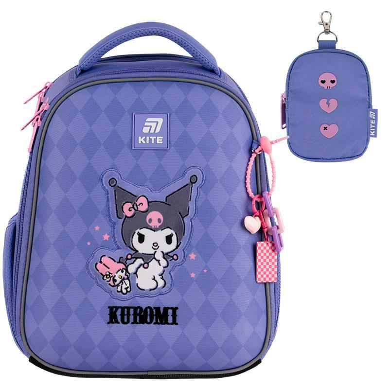 Фасад рюкзака Kite HK25-555S-2 Kuromi з гаманцем-органайзером на карабіні