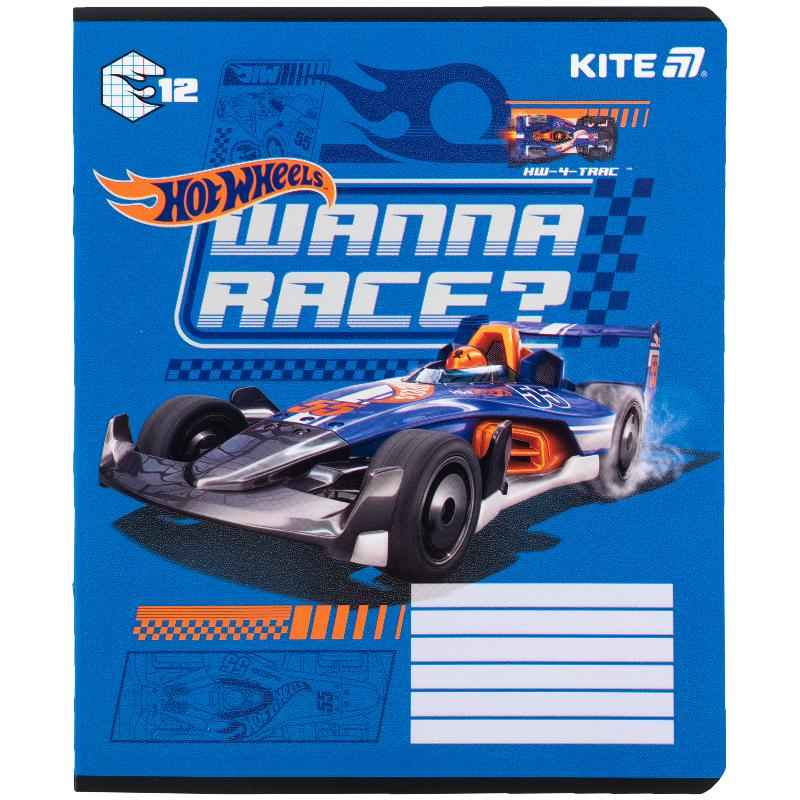 Зошит шкільний Kite Hot Wheels HW25-232-1, 12 аркушів, клітинка