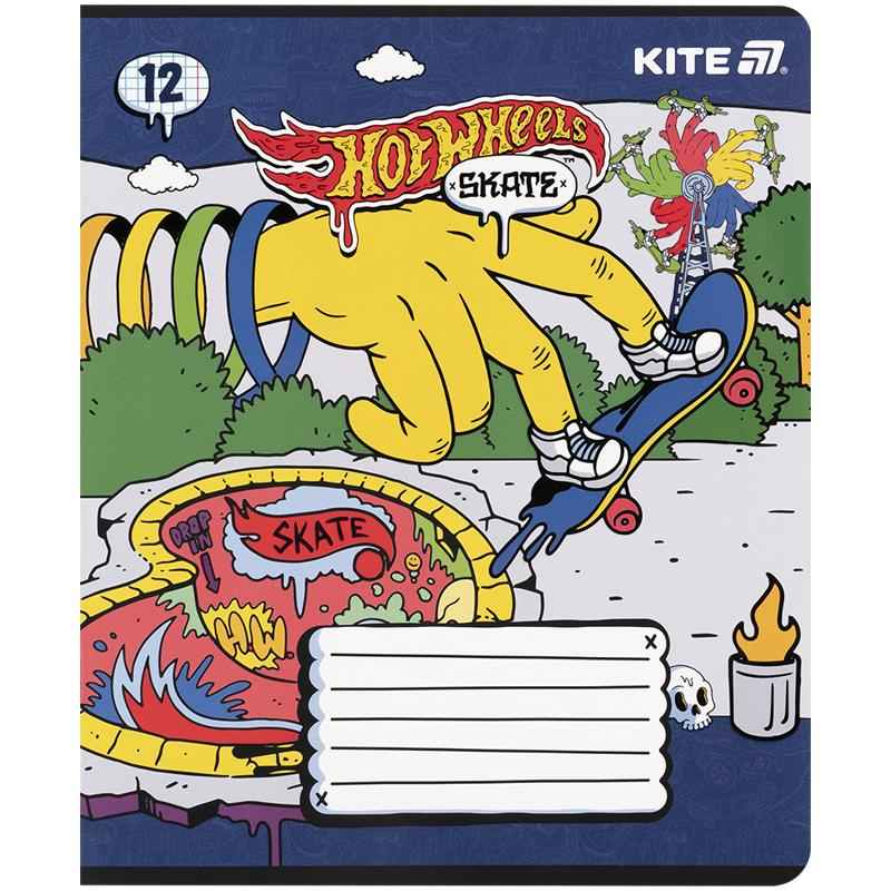 Зошит шкільний Kite Hot Wheels HW25-232-2, 12 аркушів, клітинка