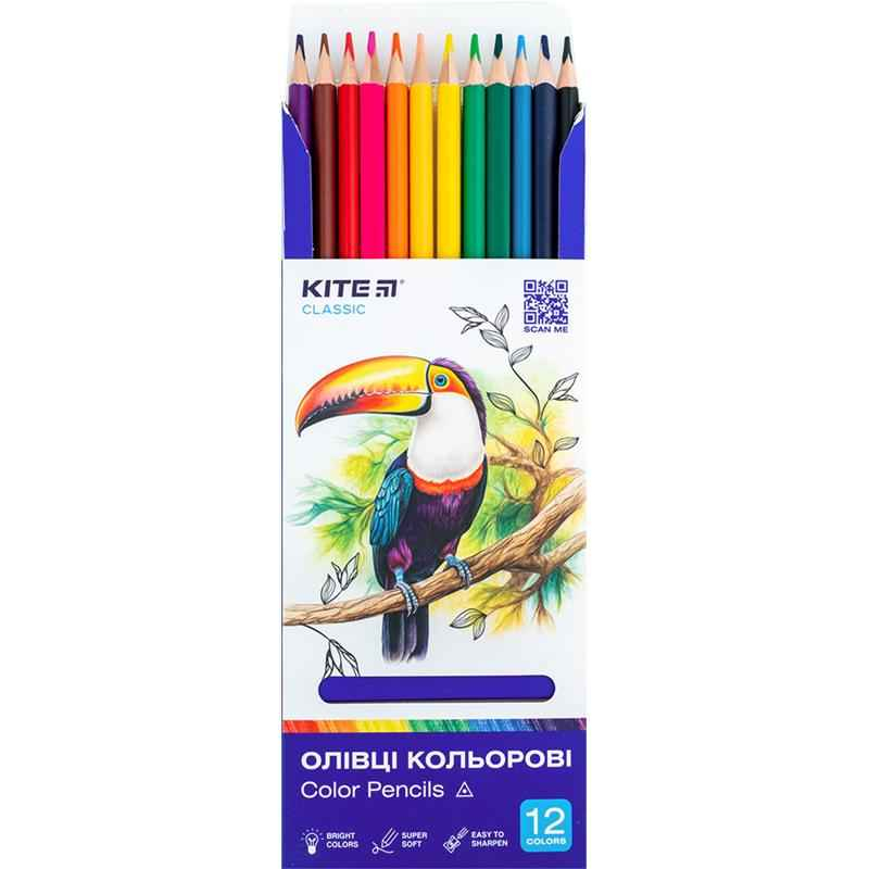Карандаши цветные трёхгранные Kite Classic K-053, 12 шт.