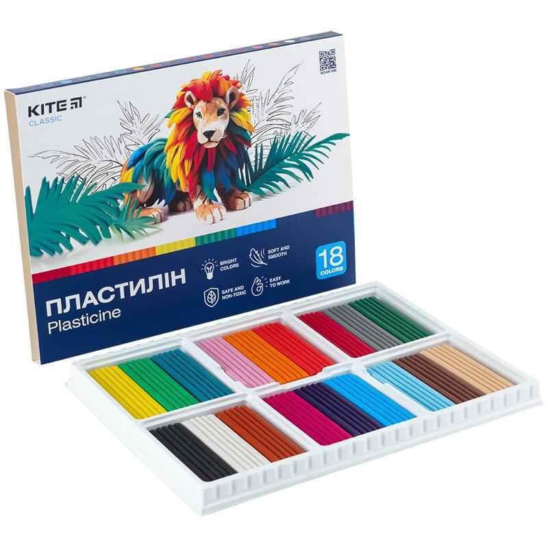 Пластилін Kite Classic K-085, 18 кольорів, 360 г