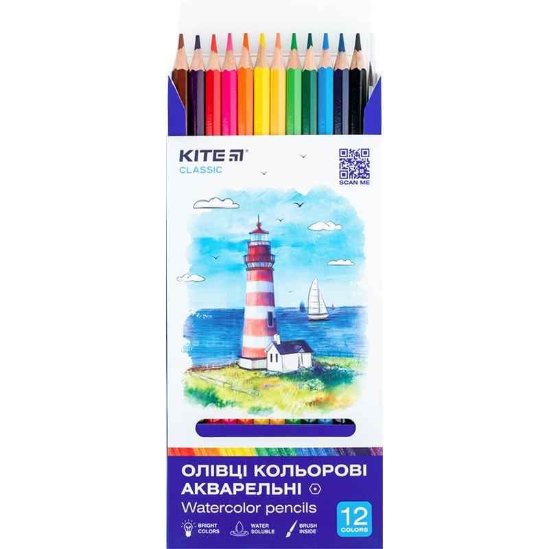 Олівці кольорові акварельні Kite Classic K-1049, 12 шт.