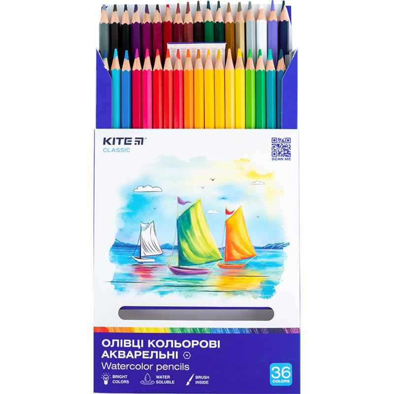 Карандаши цветные акварельные Kite Classic K-1052, 36 шт.