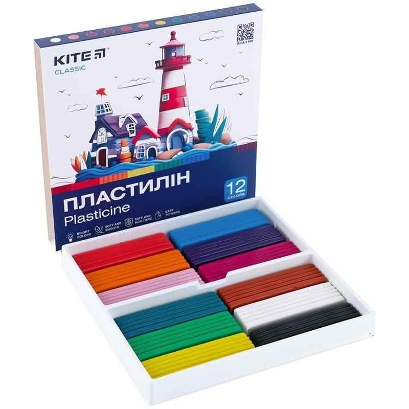 Пластилін Kite Classic K-1086, 12 кольорів, 240 г