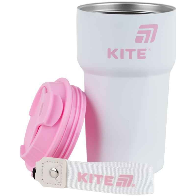 Термокружка Kite K25-1220-3, 450 мл, бело-розовая