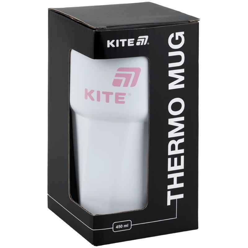 Термокружка Kite K25-1220-3, 450 мл, бело-розовая