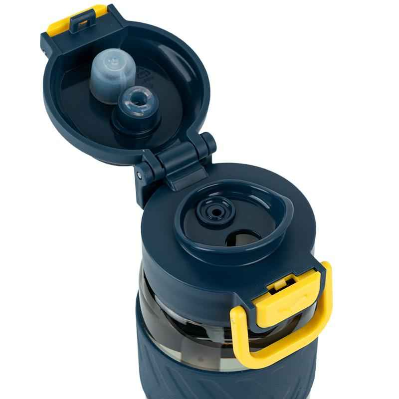 Пляшечка для води з трубочкою Kite K25-1234-1, 800 мл сіро-жовта