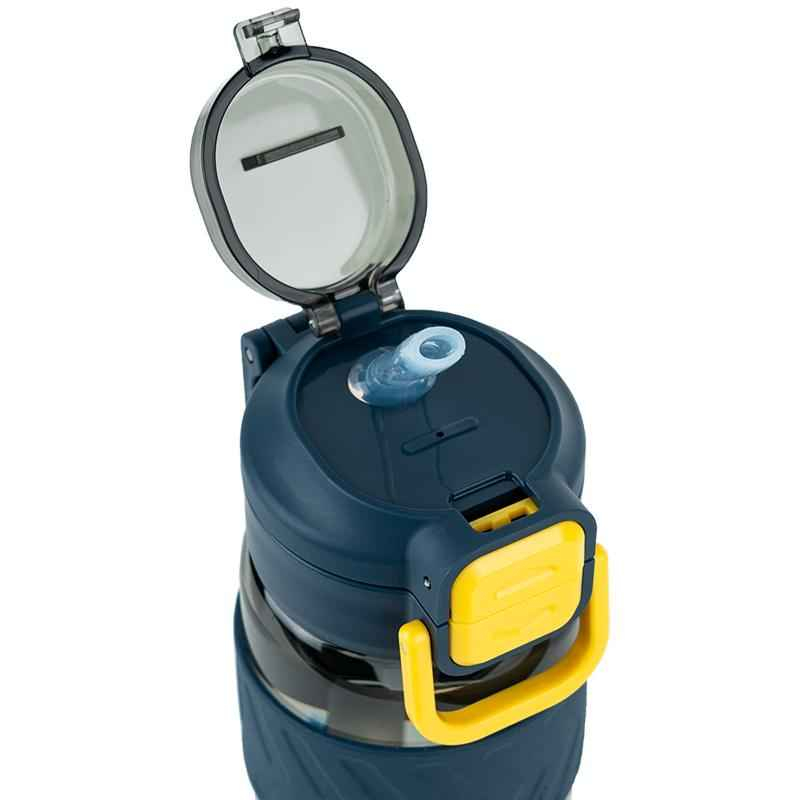 Пляшечка для води з трубочкою Kite K25-1234-1, 800 мл сіро-жовта