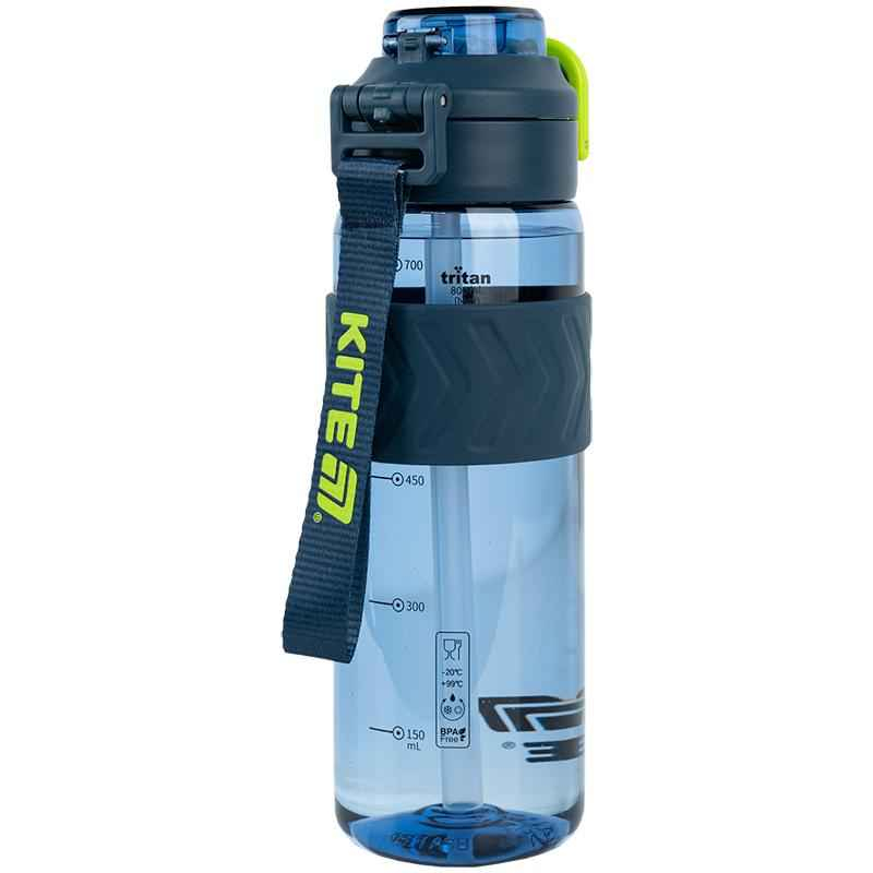 Пляшечка для води з трубочкою Kite K25-1234-2, 800 мл синьо-зелена