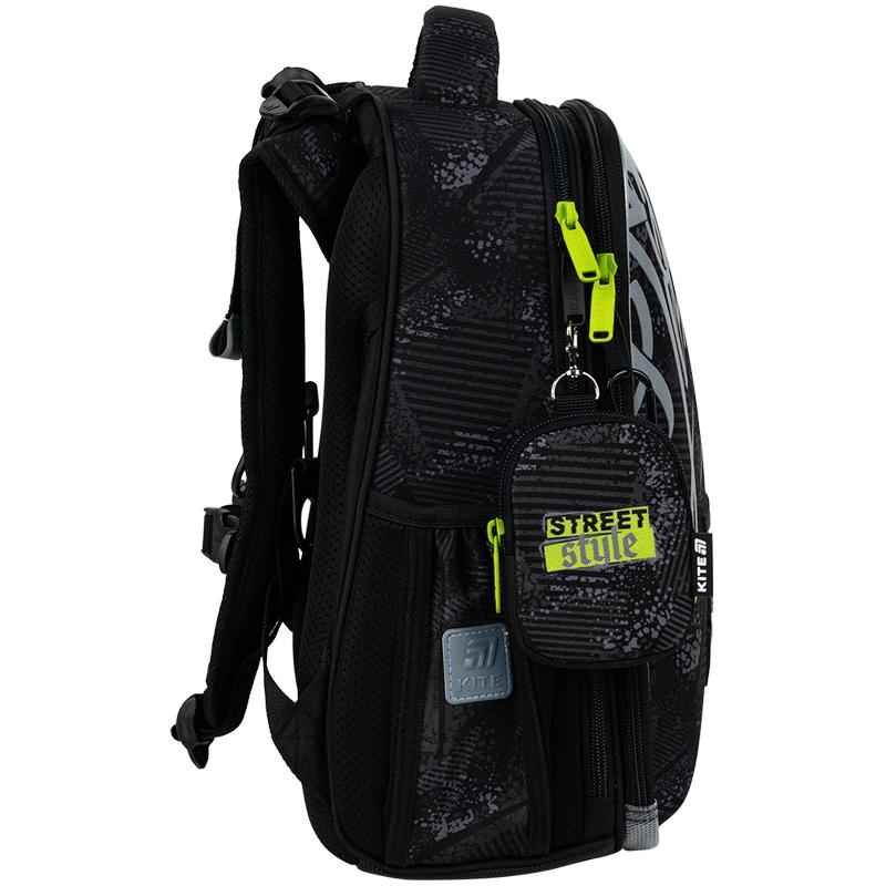 Рюкзак Kite K25-531M-4 у профіль: анатомічні лямки, бічна кишеня для пляшки, підвішений гаманець Street Style.