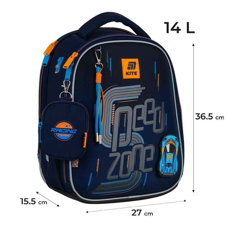Бічний вигляд рюкзака K25-555S-3 з вказаними розмірами