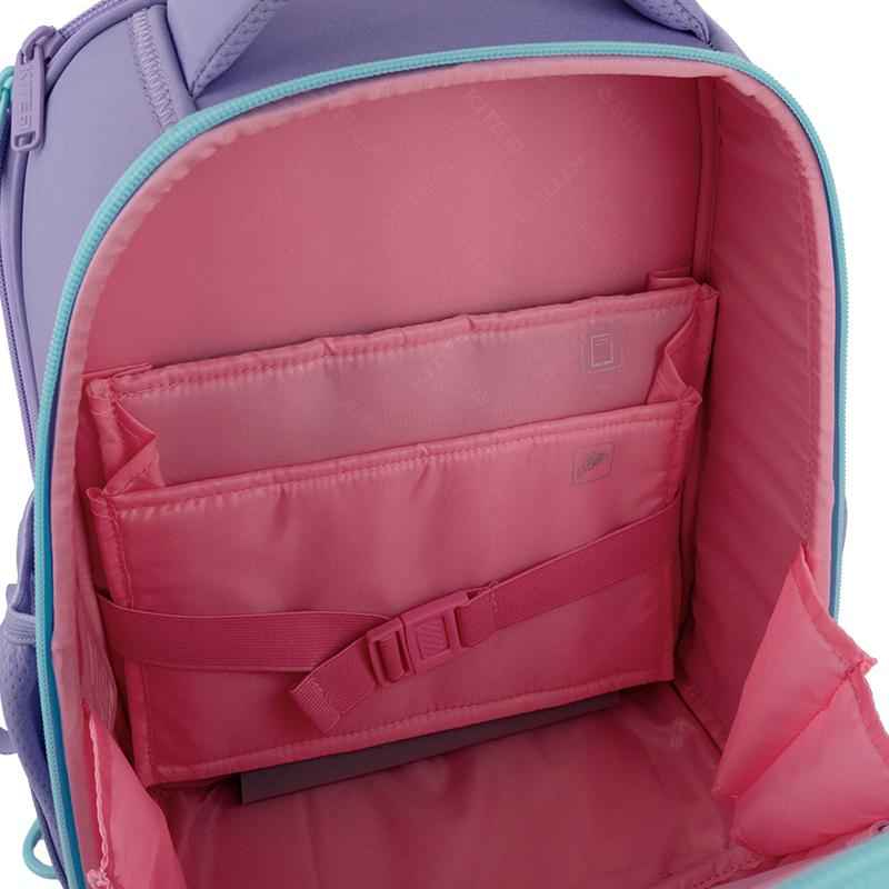 Вигляд зсередини рюкзака Kite K25-556M-1, організовані кишені для зошитів та аксесуарів.
