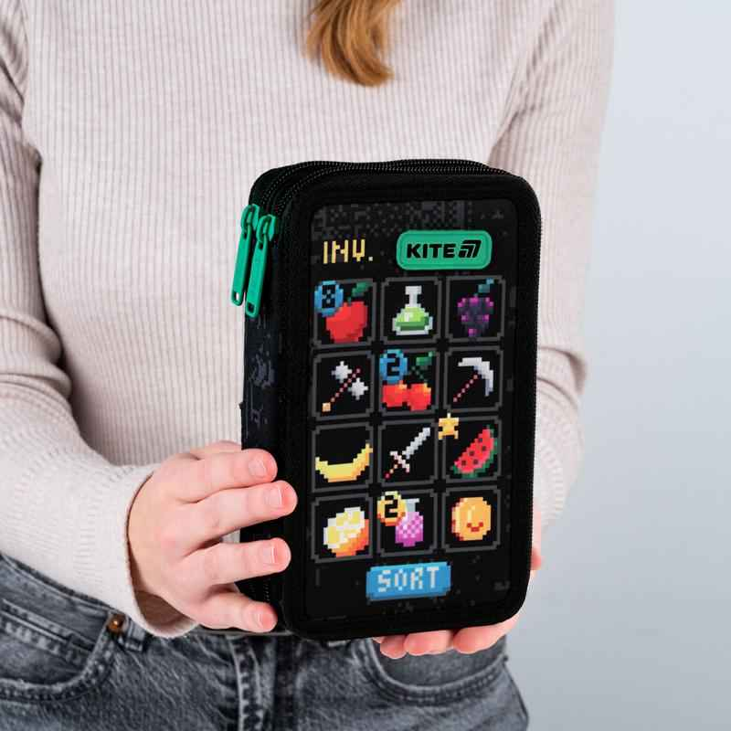 Пенал без наповнення Kite Pixel Game K25-623-2, 2 відділення