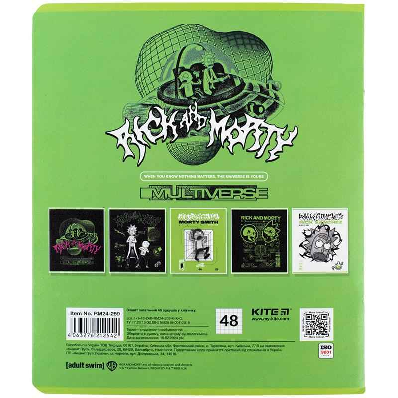 Зошит шкільний Kite Rick and Morty RM24-259, 48 аркушів, клітинка