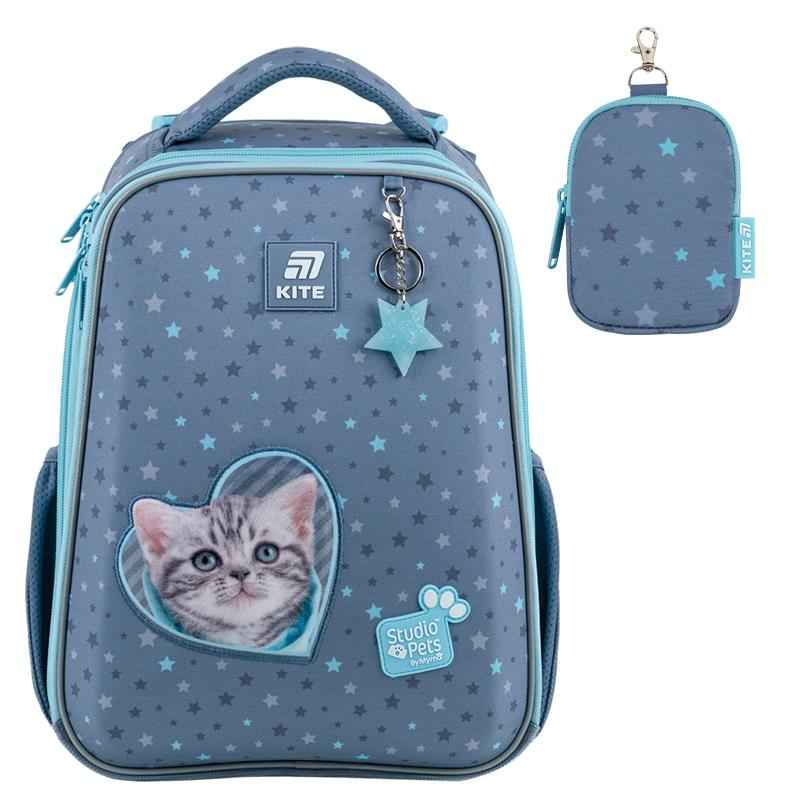 Рюкзак Kite SP25-531M Studio Pets з гаманцем на карабіні, зірковим брелоком і 3D-зображенням милого кошеняти