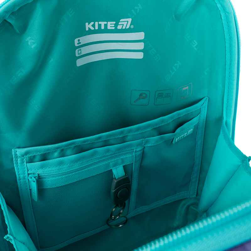 Внутрішній органайзер рюкзака Kite SP25-555S-2 із відділеннями для канцелярії та гаджетів.