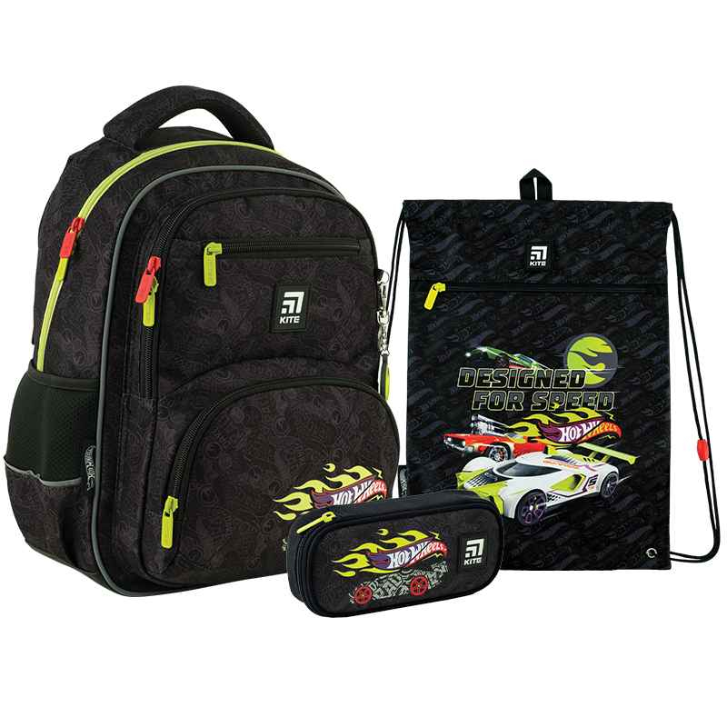 Шкільний набір Kite Hot Wheels SET_HW24-773M (рюкзак, пенал, сумка)
