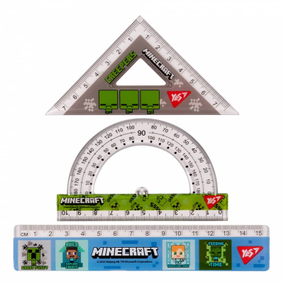 Набір лінійок Yes (3 предмети) Minecraft, 370674 лінійка 15 см