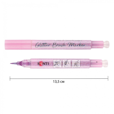 Маркер акварельный SANTI Glitter Brush 390767, кисть, 18 светло-розовый
