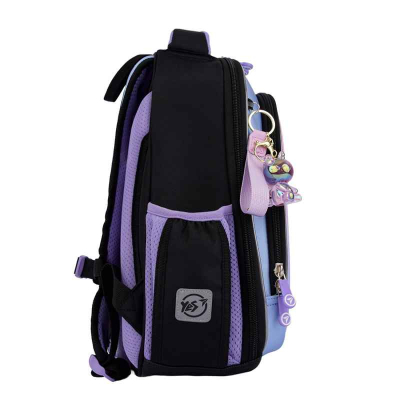 Боковий вигляд рюкзака YES Cute Unicorn S-109 з кишенею на блискавці та брелоком