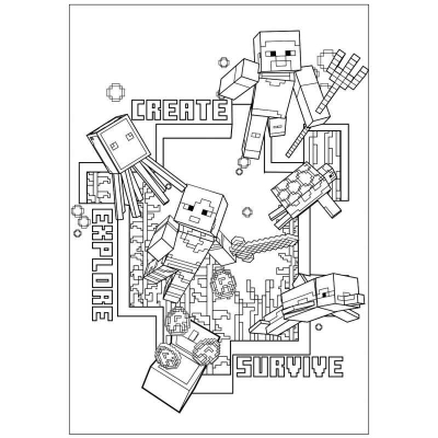 Раскраска А4 YES Minecraft 742915, 12 стр.