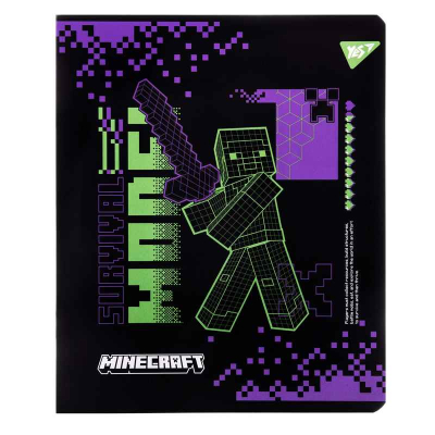 Тетрадь школьная YES Minecraft. Black 767495, 12 листов клетка