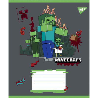 Тетрадь школьная Yes Minecraft Heroes 767576, 12 листов косая линия