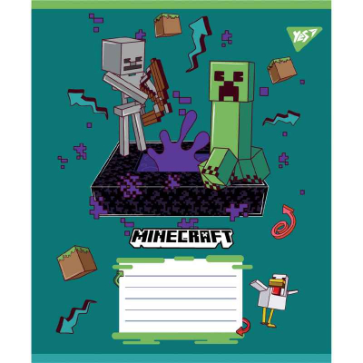 Тетрадь школьная Yes Minecraft Heroes 767576, 12 листов косая линия