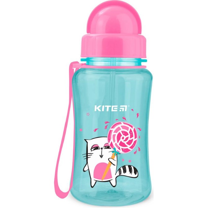 Бутылочка для воды с трубочкой Kite Cat k21-399-1, 350 мл