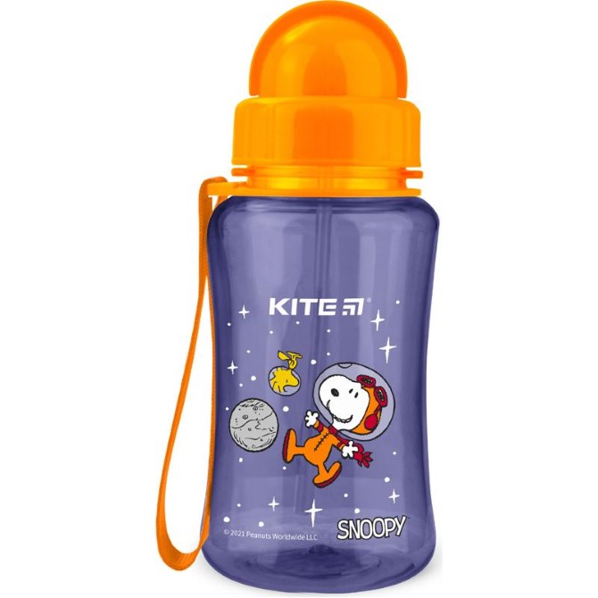 Бутылочка для воды с трубочкой Kite Snoopy sn21-399-1, 350 мл