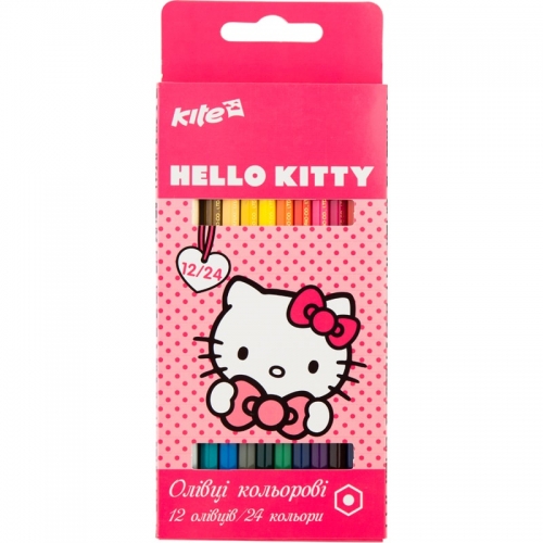 Карандаши цветные двусторонние Hello Kitty, 12 шт. / 24 цвета