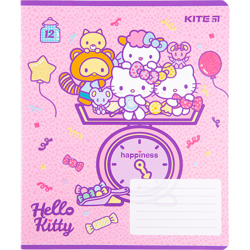 Тетрадь школьная Kite Hello Kitty HK22-232, 12 листов, клетка