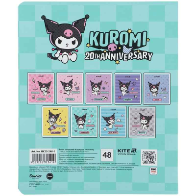Зошит предметний Kite Kuromi HK25-240-1, 48 аркушів, клітинка, геометрія
