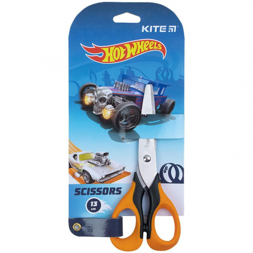 Ножиці з гумовими вставками Kite Hot Wheels HW21-016, 13 см