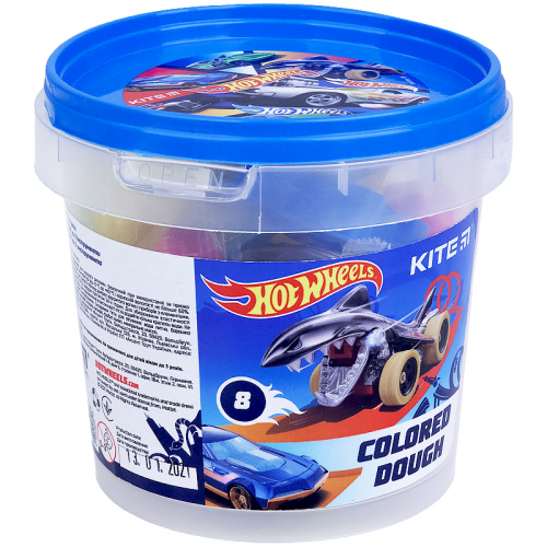 Цветнове тесто для лепки Kite Hot Wheels HW21-137, 8*20г+2 формочки+стек