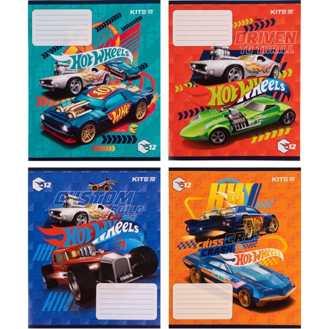 Набір зошитів шкільних Kite Hot Wheels HW21-232+HW21-235, 12арк 8шт