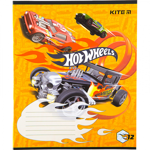 Зошит шкільний Kite Hot Wheels HW22-235, 12 аркушів, коса лінія