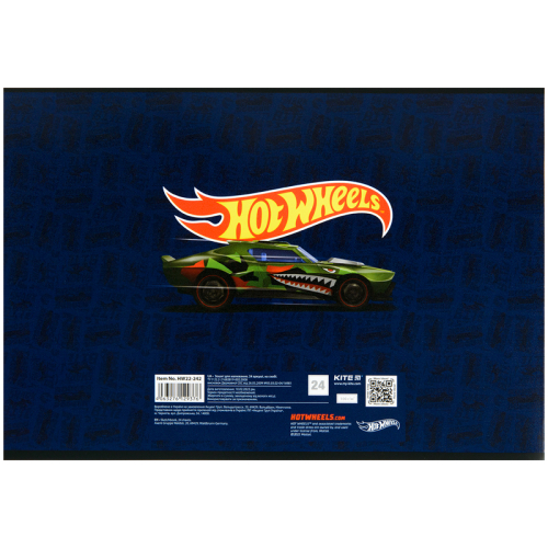 Зошит для малювання Kite Hot Wheels HW22-242, 24 аркуша