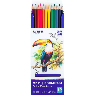Карандаши цветные трёхгранные Kite Classic K-053, 12 шт.